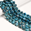 Natural Blue Apatite Top Drilled Heart Shape Beads Size 14-15mm 15.5" Strand