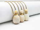 Natural Stone Essential Oil Necklace Perfume Bottle Smooth Round & Gold Chain