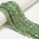 Natural Green Aventurine Faceted Flat Square Shape Beads Size 10mm 15.5" Strand
