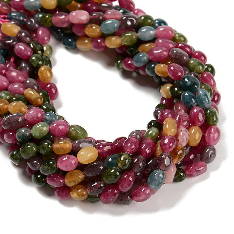 Multi-color Tourmaline Color Dyed Jade Pebble Nugget Beads 6x8-9mm 15.5'' Strand