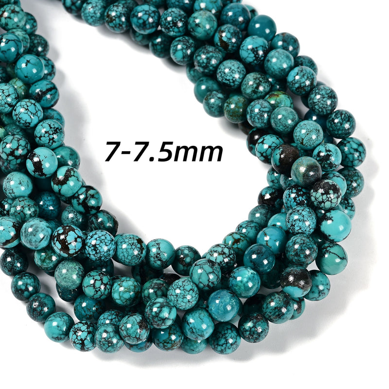 Genuine Turquoise With Matrix Smooth Round Beads 6-7mm to 10-10.5mm 15.5''Strand