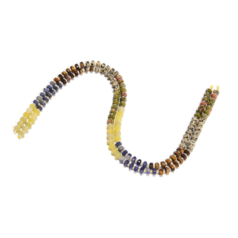 07 Gradient Multi-color Gemstone Hexagonal Rondelle Wheel Beads 3x6mm 15" Strand
