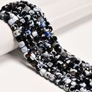 Blue & Black Fire Agate Faceted Cube Beads Size 6-7mm 15.5" Strand