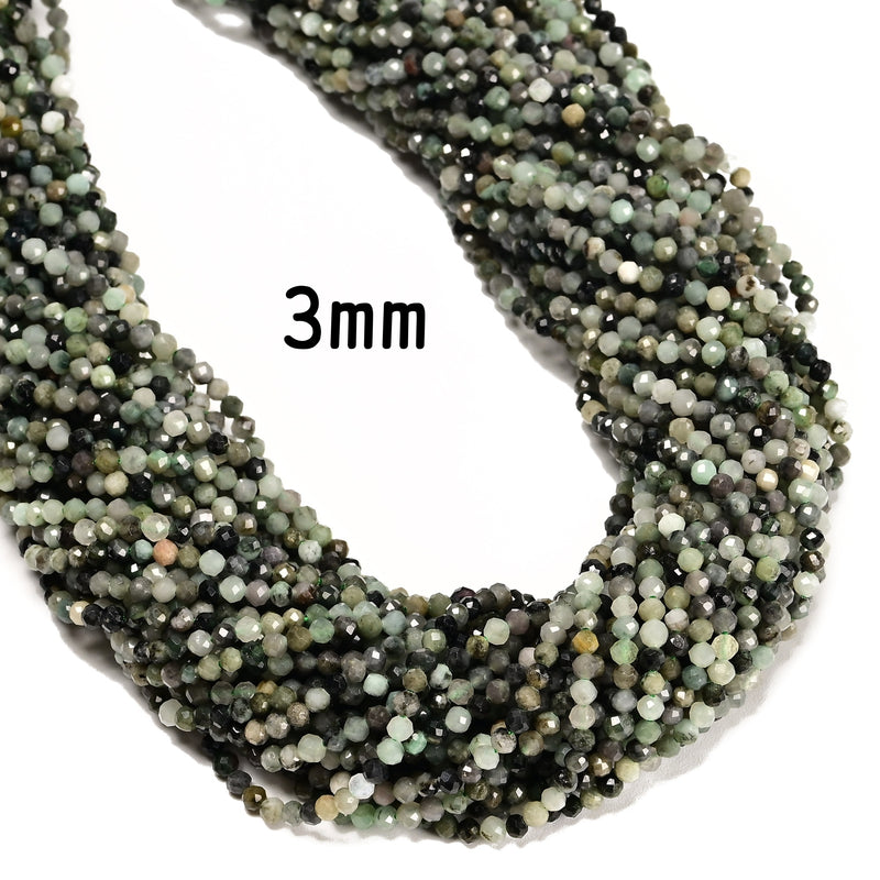 Natural Emerald Faceted Round Beads Size 2mm 3mm 4mm 6mm 15.5" strand