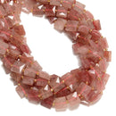 Natural Strawberry Quartz Faceted Flat Square Shape Beads Size 10mm 15.5" Strand
