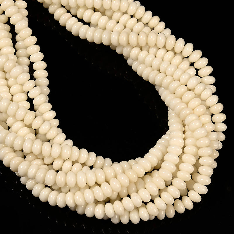 Ivory Color Bamboo Coral Smooth Rondelle Beads Size 3x5mm 4x6mm 15.5" Strand