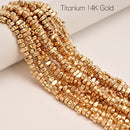 Titanium 14K Gold/Gray/Silver Hematite Irregular Nugget 1x3mm 3x6mm 15.5" Strand