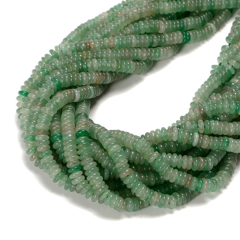 Natural Green Aventurine Smooth Rondelle Beads Size 2x6mm 15.5" Strand