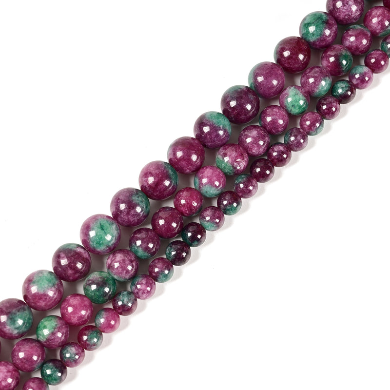 Ruby Zoisite Color Dyed Jade Smooth Round Beads Size 6mm 8mm 10mm 15.5" Strand