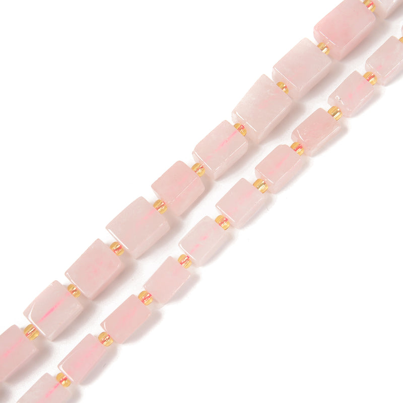 Natural Rose Quartz Rectangle Cuboid Beads Size 8-10x10-15mm 15.5'' Strand
