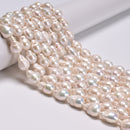 White Fresh Water Pearl Baroque Beads 9-11x13-17mm 10-12x14-17mm 15.5" Strand