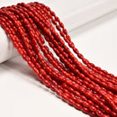 Red Bamboo Coral Rice Shape Beads Size 4x7mm 15.5" Strand