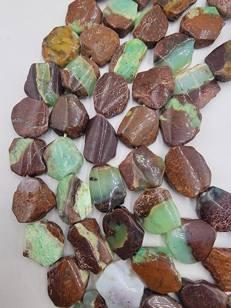Natural Chrysoprase Freeform Slab Slice Beads Sizes 18x22mm, 22x28mm, 25x30mm, 30x40mm 15.5" Strand