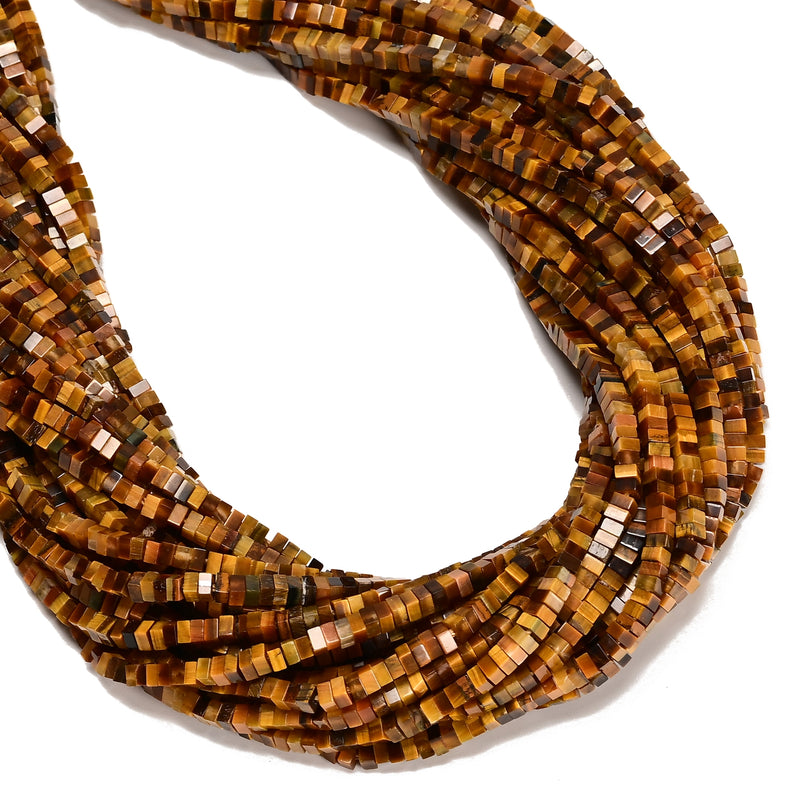 Natural Yellow Tiger Eye Square Heishi Disc Beads Size 1.5x2.5mm 15.5'' Strand