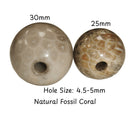 Natural Fossil Coral Smooth Round Beads Size 25mm 30mm 7.5" Strand