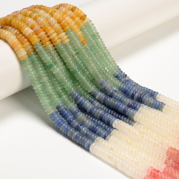 03-Multi-color Gemstone Smooth Rondelle Beads Size 2x6mm 15.5'' Strand