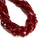 Dark Red Color Dyed Jade Faceted Teardrop Beads Size 10x30mm 15.5" Strand