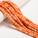 Natural Orange Spiny Oyster Smooth Rondelle Beads Size 3x6mm 16" Strand