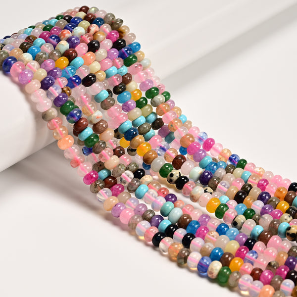 Mixed Gemstone Smooth Rondelle Beads Size 4x6mm 15.5'' Strand