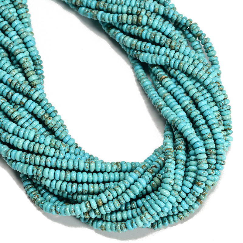 Multi Blue Magnesite Turquoise Smooth Rondelle Beads Size 2x4mm 15.5'' Strand