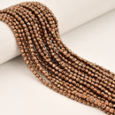 Copper Plated Hematite Hard Cut Faceted Round Beads 2mm 3mm 4mm 15.5" Strand