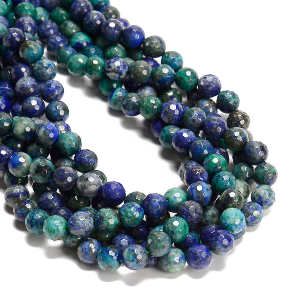 Chrysocolla Faceted Round Beads 6mm 8mm 10mm 15.5" Strand