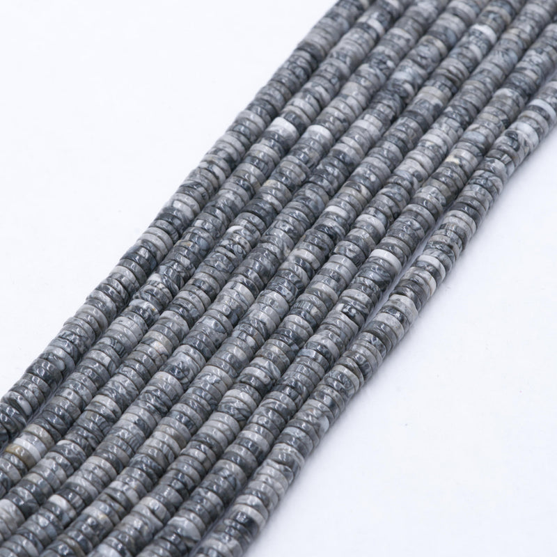 Map Jasper Heishi Rondelle Discs Beads 5x1.5mm 6x1.5mm 7x1.5mm 15.5" Strand