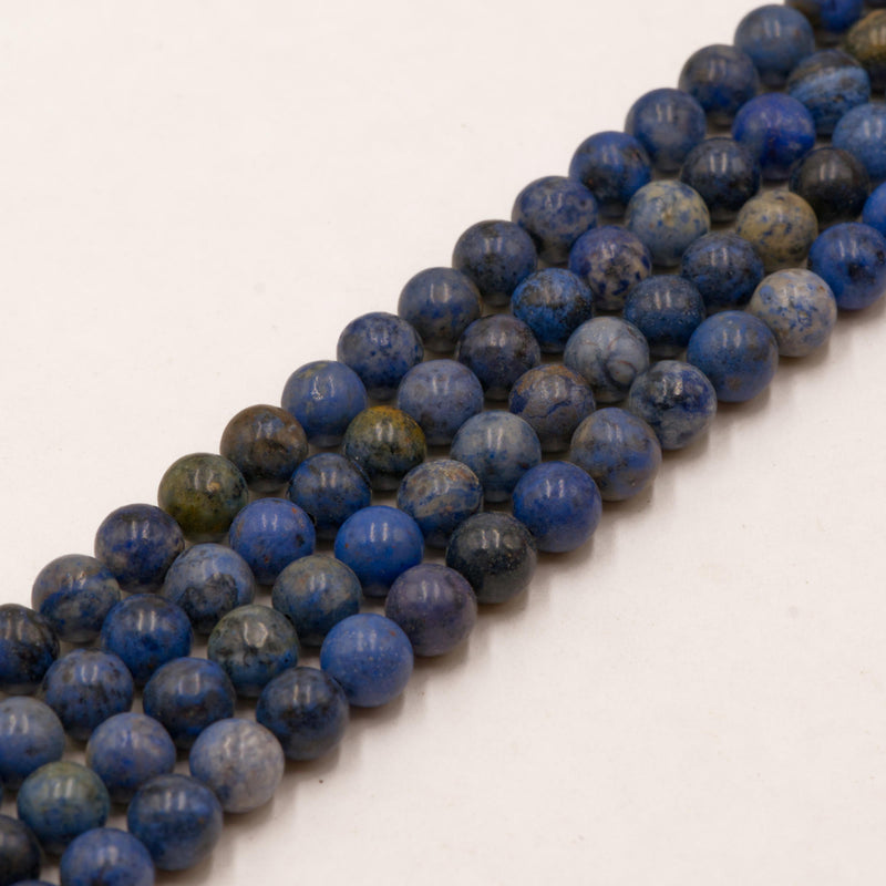 Natural Blue Dumortierite Smooth Round Beads Size 6mm 8mm 10mm 15.5" Strand