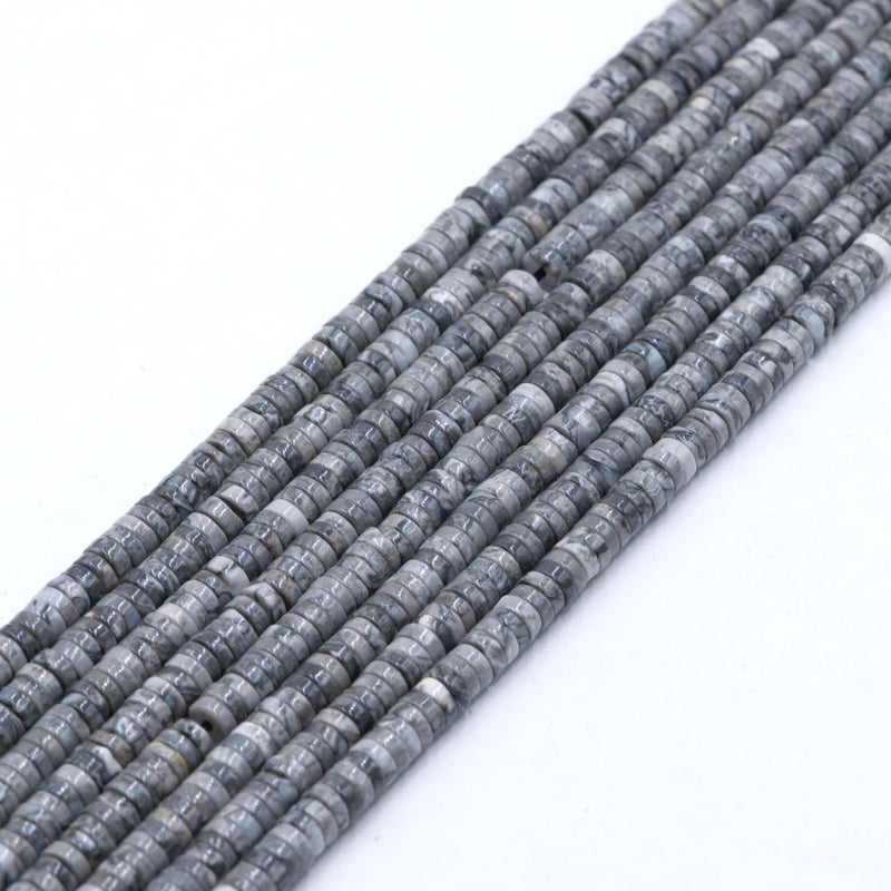 Map Jasper Heishi Rondelle Discs Beads 5x1.5mm 6x1.5mm 7x1.5mm 15.5" Strand