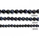Natural Blue Tiger Eye Smooth Round Beads Size 6mm 8mm 10mm 12mm 15.5'' Strand