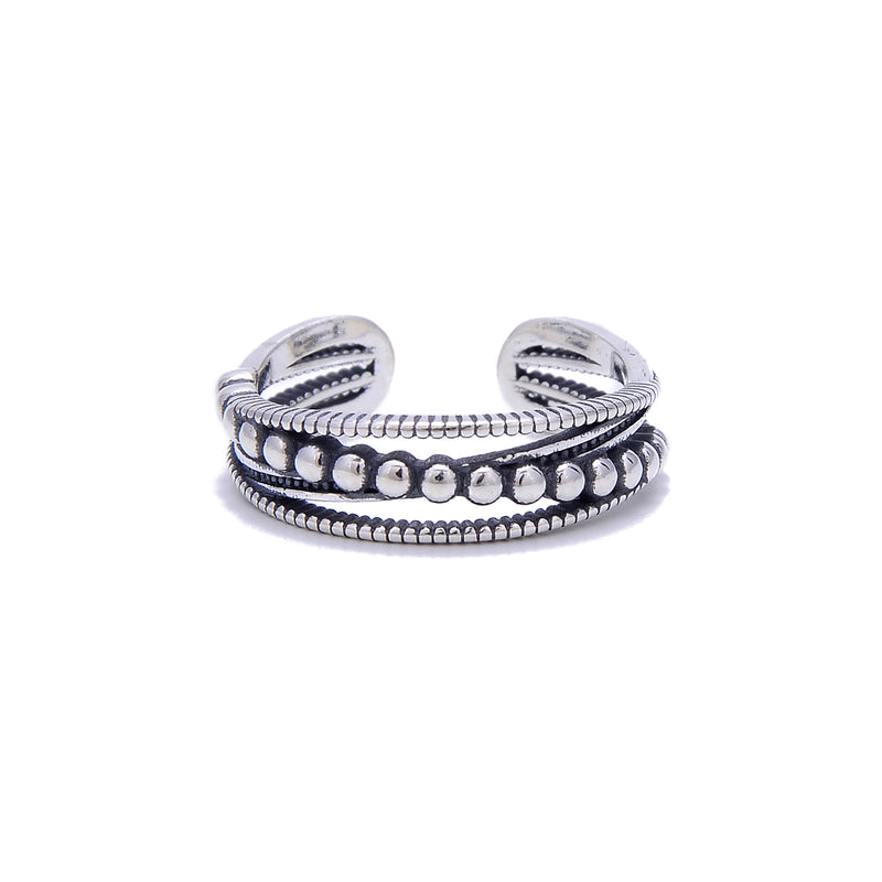 925 Sterling Silver Vintage Marcasite Ball & Chain Adjustable Ring Price For 1PC