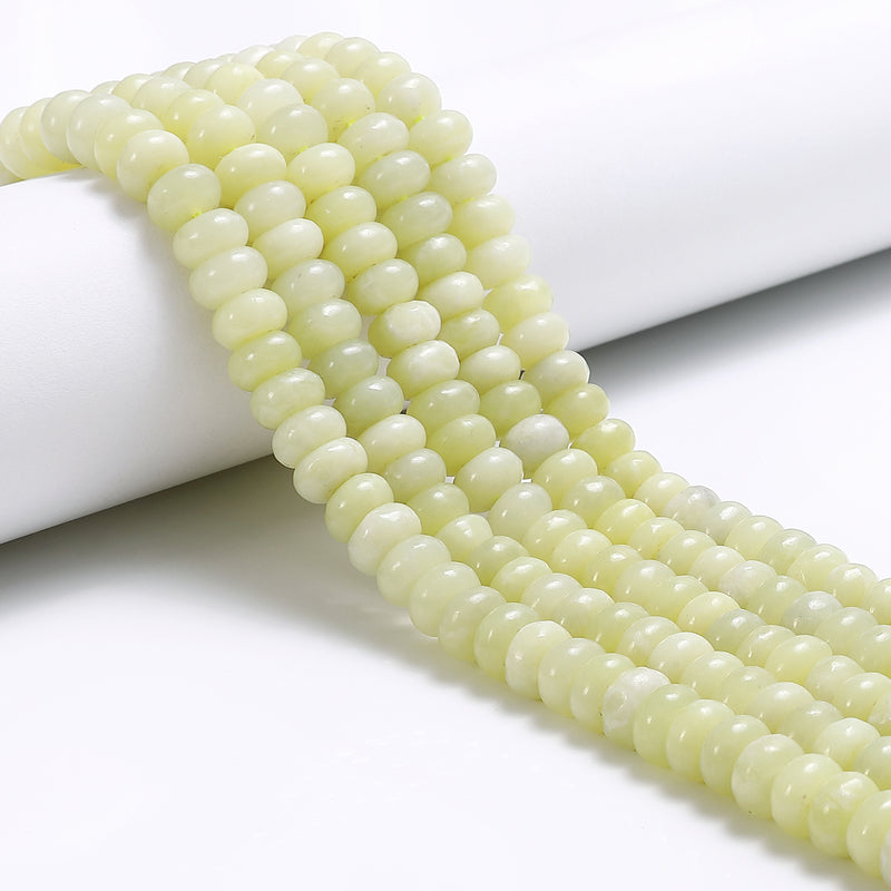 Natural Lemon Jade Smooth Rondelle Beads Size 5x8mm 15.5'' Strand