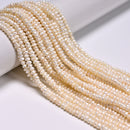 Natural White Fresh Water Pearl Rondelle Button Beads Size 2.5-3x4-6mm 14"Strand
