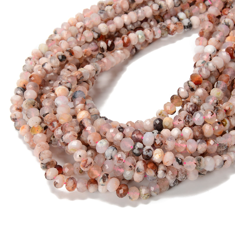 Cherry Flower Sakura Agate Faceted Rondelle Beads 3.5x5mm 5x7mm7x10mm 15.5''Strd