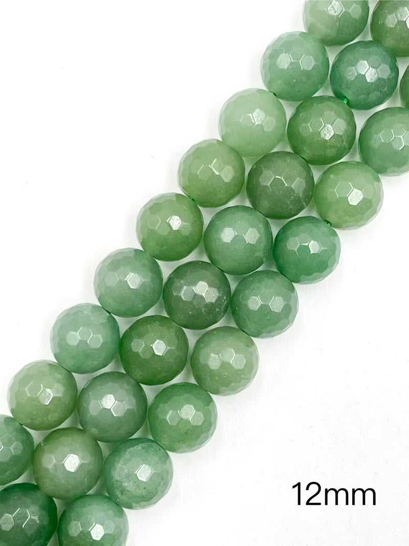 Natural Green Aventurine Faceted Round Beads Size 6mm to 20mm 15.5'' Strand