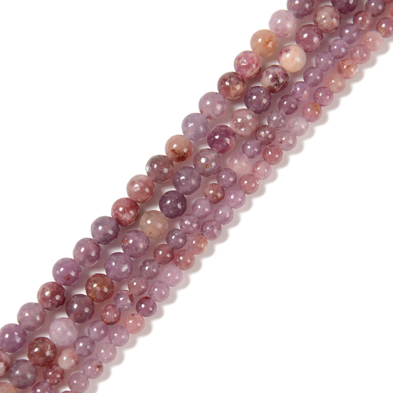 Grade AA Natural Lepidolite Smooth Round Beads Size 4mm 6mm 15.5" Strand