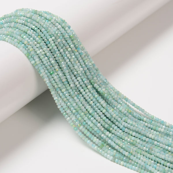 Natural Green Amazonite Faceted Rondelle Beads Size 1.5x2mm 15.5'' Strand