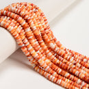 Natural Orange & White Spiny Oyster Smooth Rondelle Beads 2x5mm 3x6mm 16" Strand