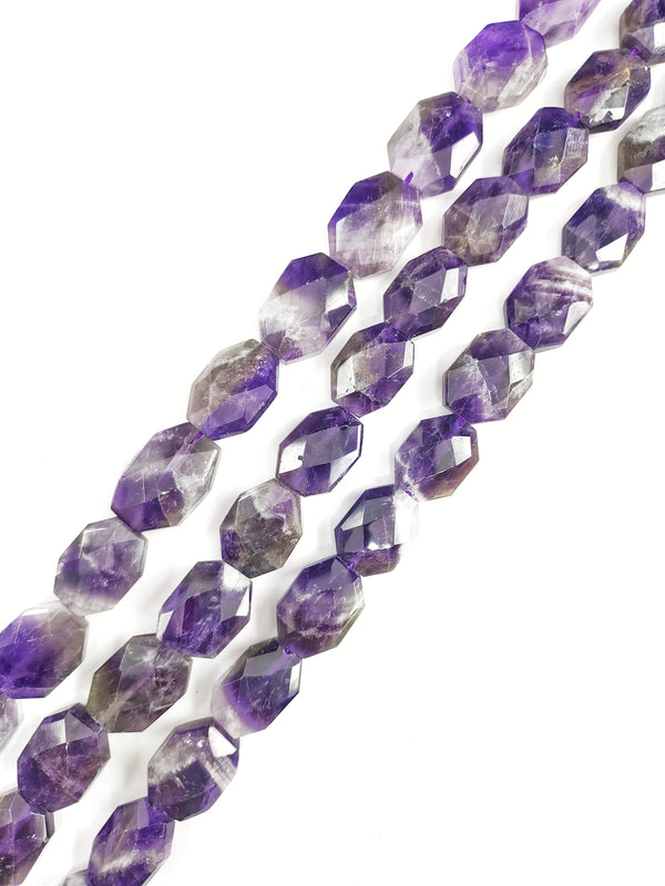 Chevron Amethyst Rectangle Slice Faceted Octagon Size 13x19mm 15.5" Strand