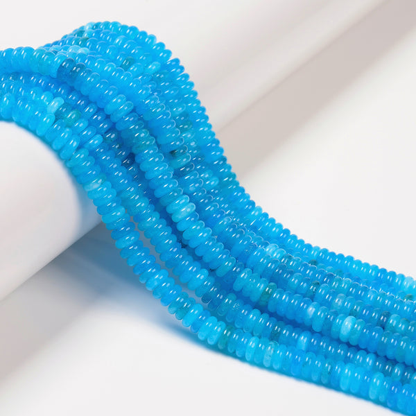 Blue Color Dyed Jade Smooth Rondelle Beads Size 2x6mm 15.5'' Strand