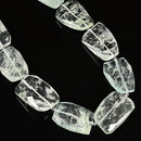 Cloudy Light Green Quartz Faceted Twist Freeform Slice Beads 30x40mm 15.5'' Strd
