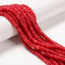 Red Dyed Jade Smooth Rondelle Beads Size 2x6mm 15.5'' Strand