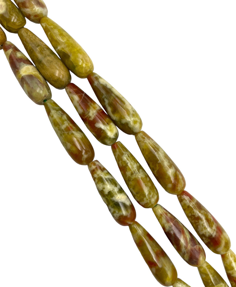 Russian Blood Serpentine Jade Smooth Teardrop Size 10x30mm 15.5'' Strand