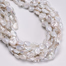 White Fresh Water Pearl Irregular Chunk Beads 9-10x11-12mm 11-12x14-16mm 15"Strd