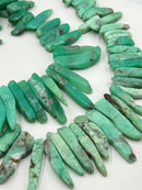 Chrysoprase Graduated Irregular Slice Stick Points Beads Size 18-38mm 15.5" Strd