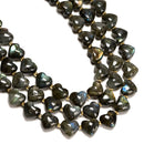 Natural Labradorite Top Drilled Heart Shape Beads Size 14-15mm 15.5" Strand