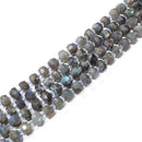 Labradorite Irregular Faceted Rondelle Beads Size 6-7mm x10-11mm 15.5'' Strand