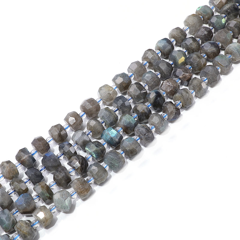 Labradorite Irregular Faceted Rondelle Beads Size 6-7mm x10-11mm 15.5'' Strand