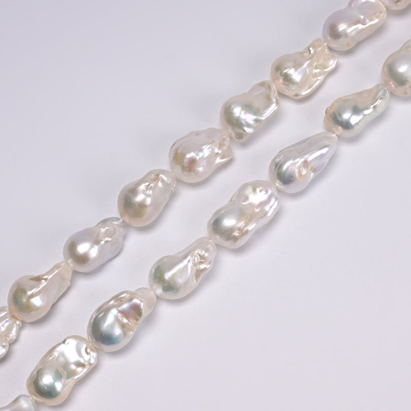 Grade AA Natural White Fresh Water Pearl Baroque Beads 13-15x18-25mm 16" Strand