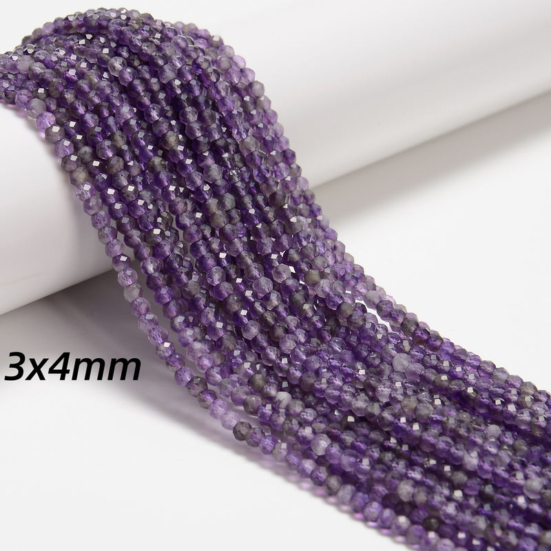 Natural Amethyst Faceted Rondelle Beads 2x3mm 3x4mm 3x5mm 15.5" Strand